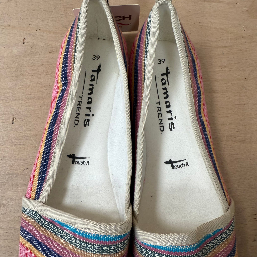 Tamaris trend slip on shoes bright colourful flats size 6