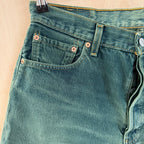 Levi 501 green jorts jean shorts distressed W 34