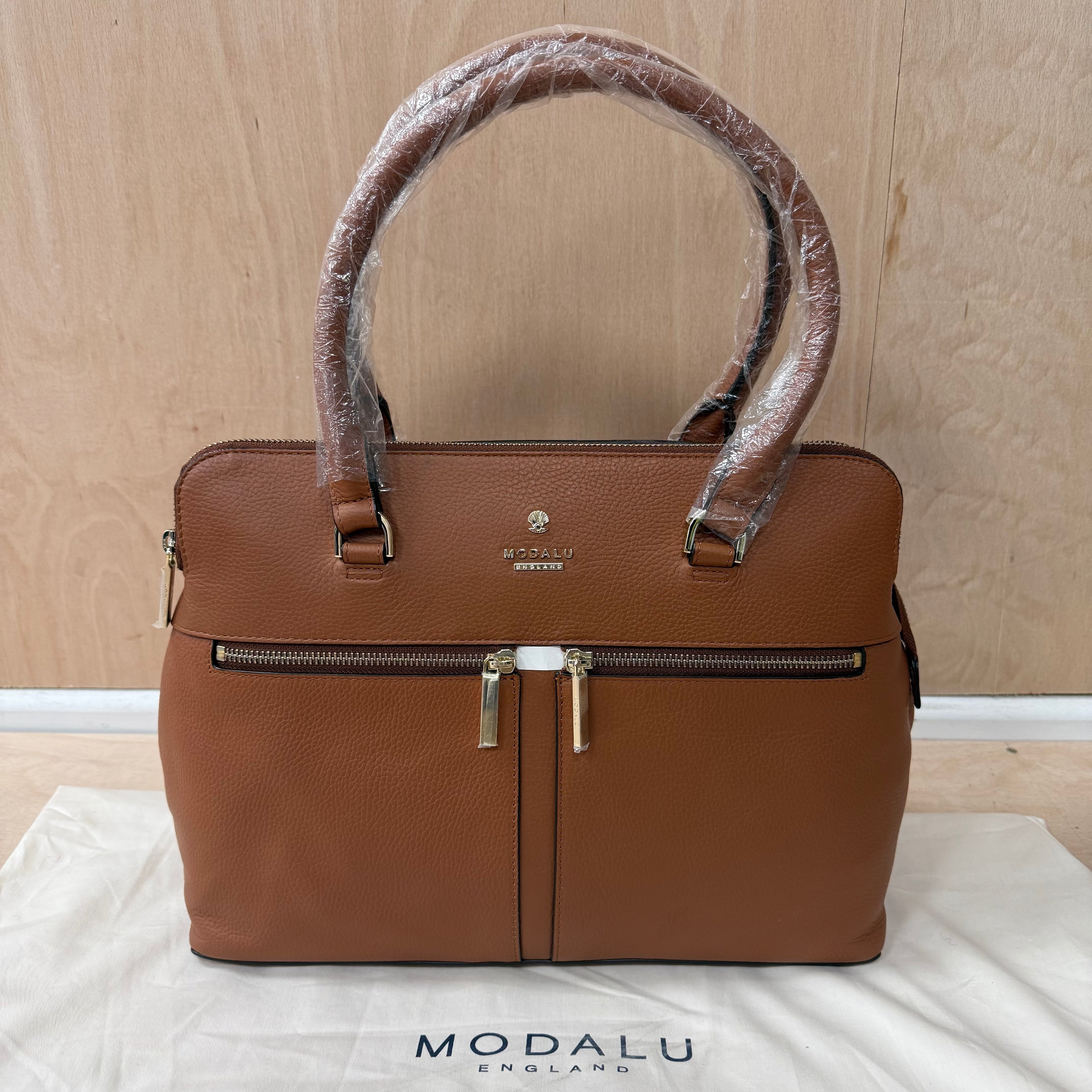 Modalu tan leather pippa handbag with dustbag