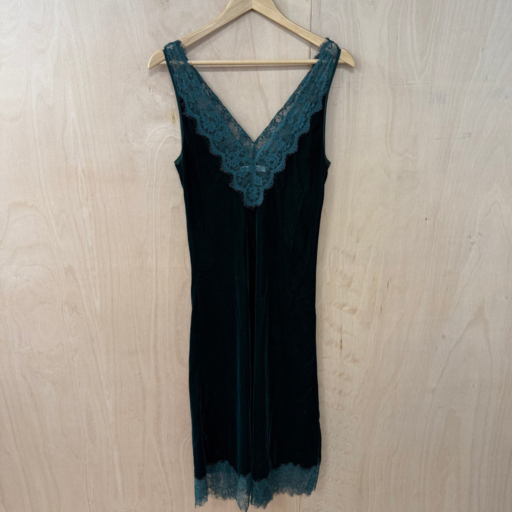 Zara emerald green velvet and lace bodycon dress size small