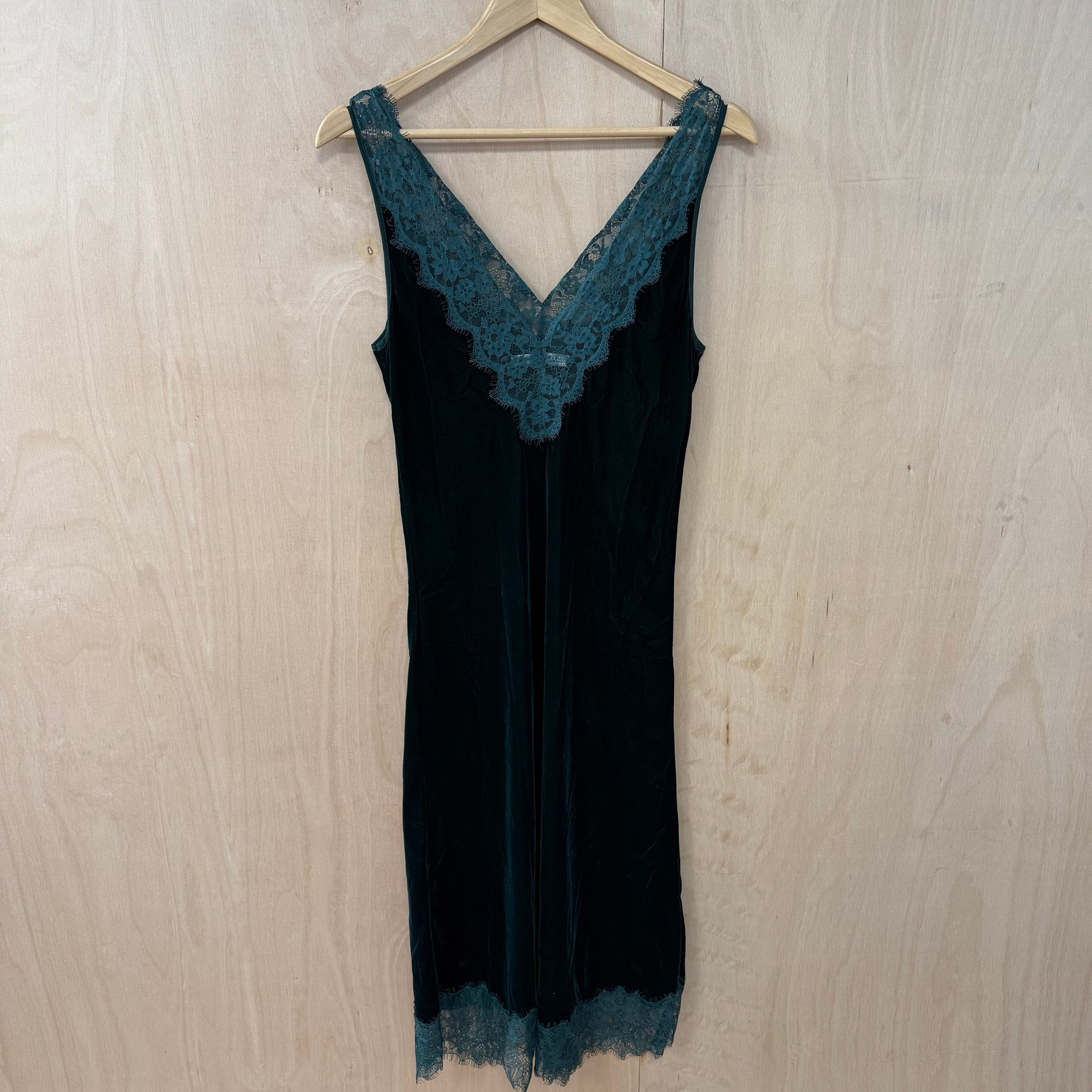 Zara emerald green velvet and lace bodycon dress size small