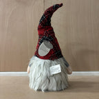 Festive dangly legs red & black tartan battery operated gonk