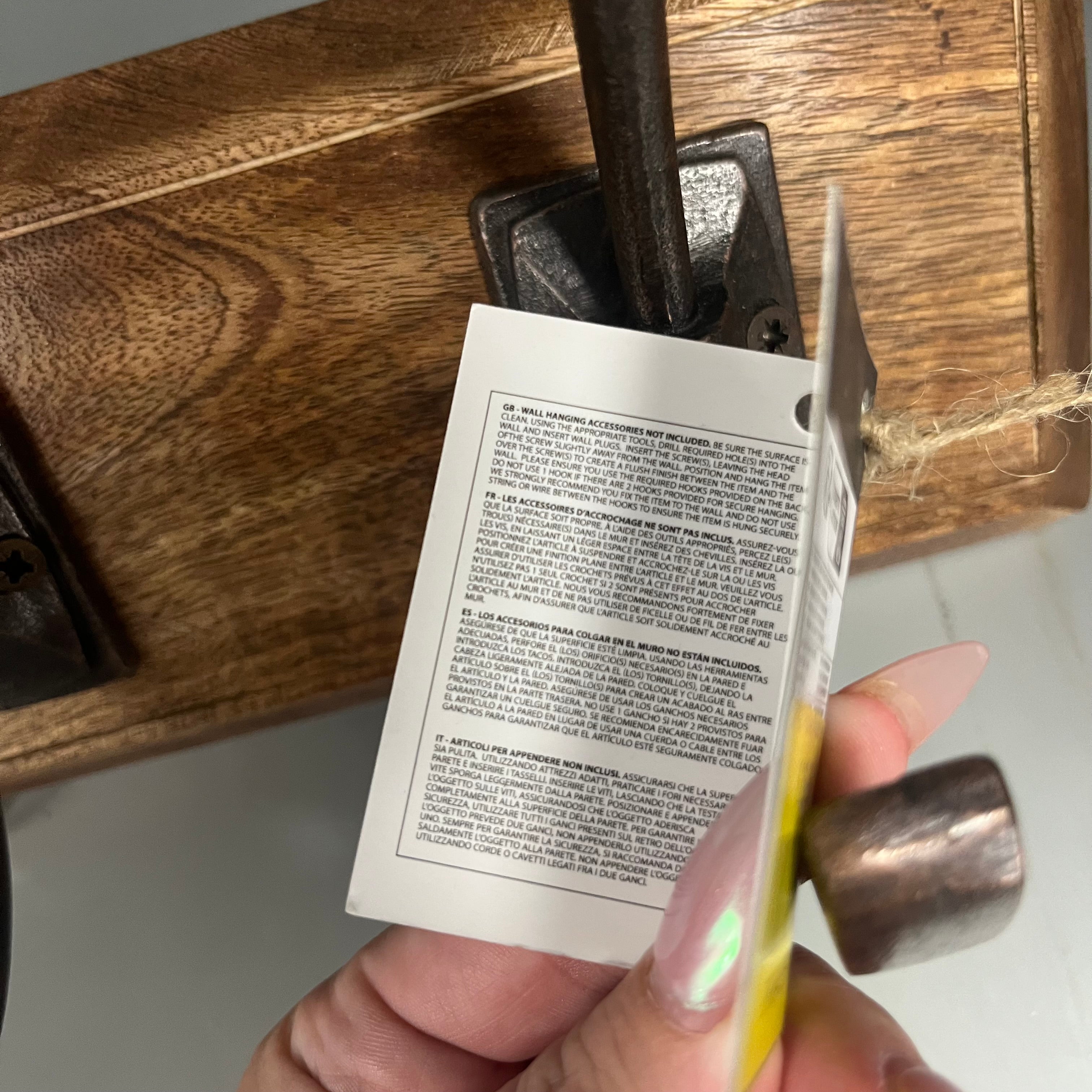 Hooks with wooden base
