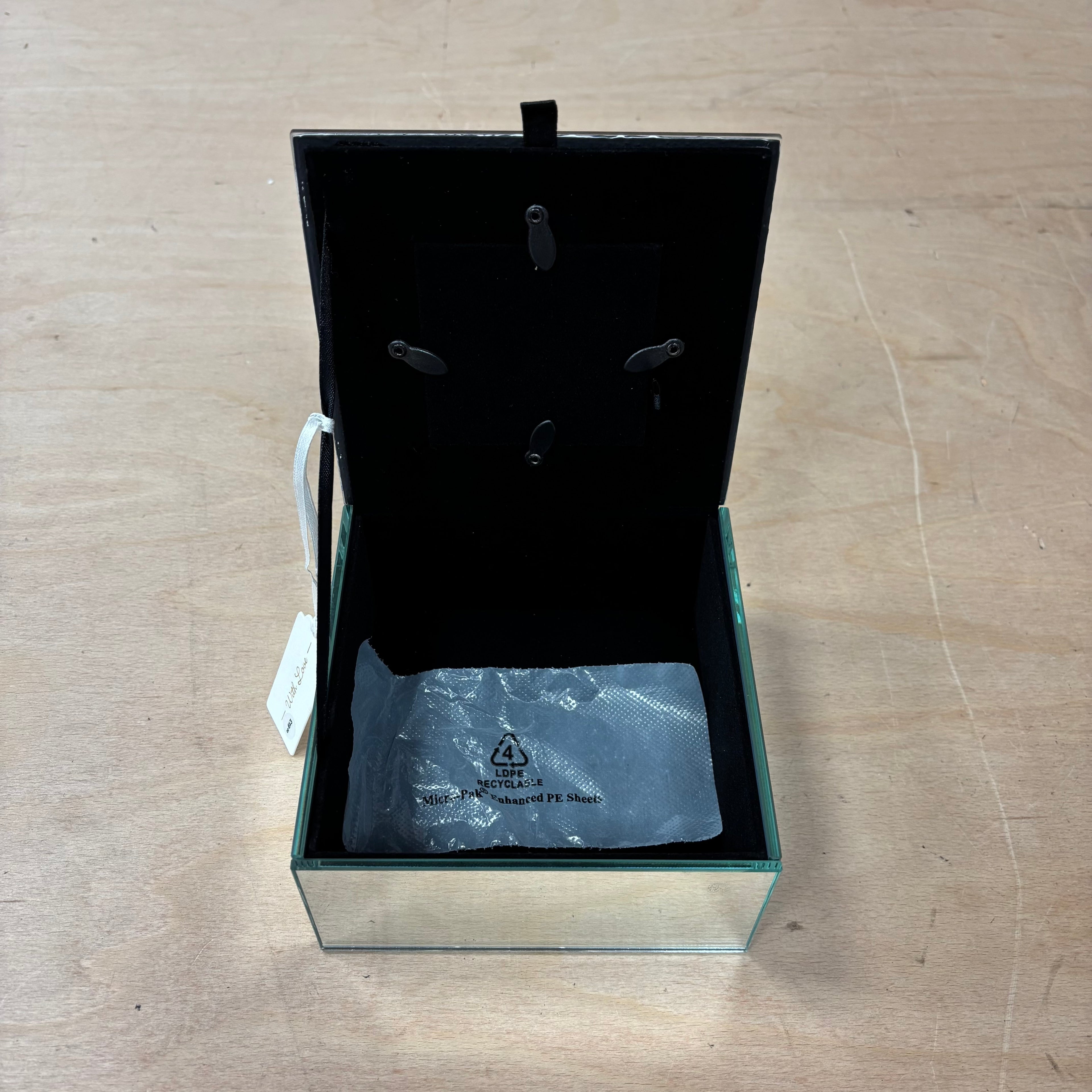 Marks & spencer with love mirror glitter design with photo lid jewellery box new