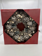 Christmas wreath boxed sage & white