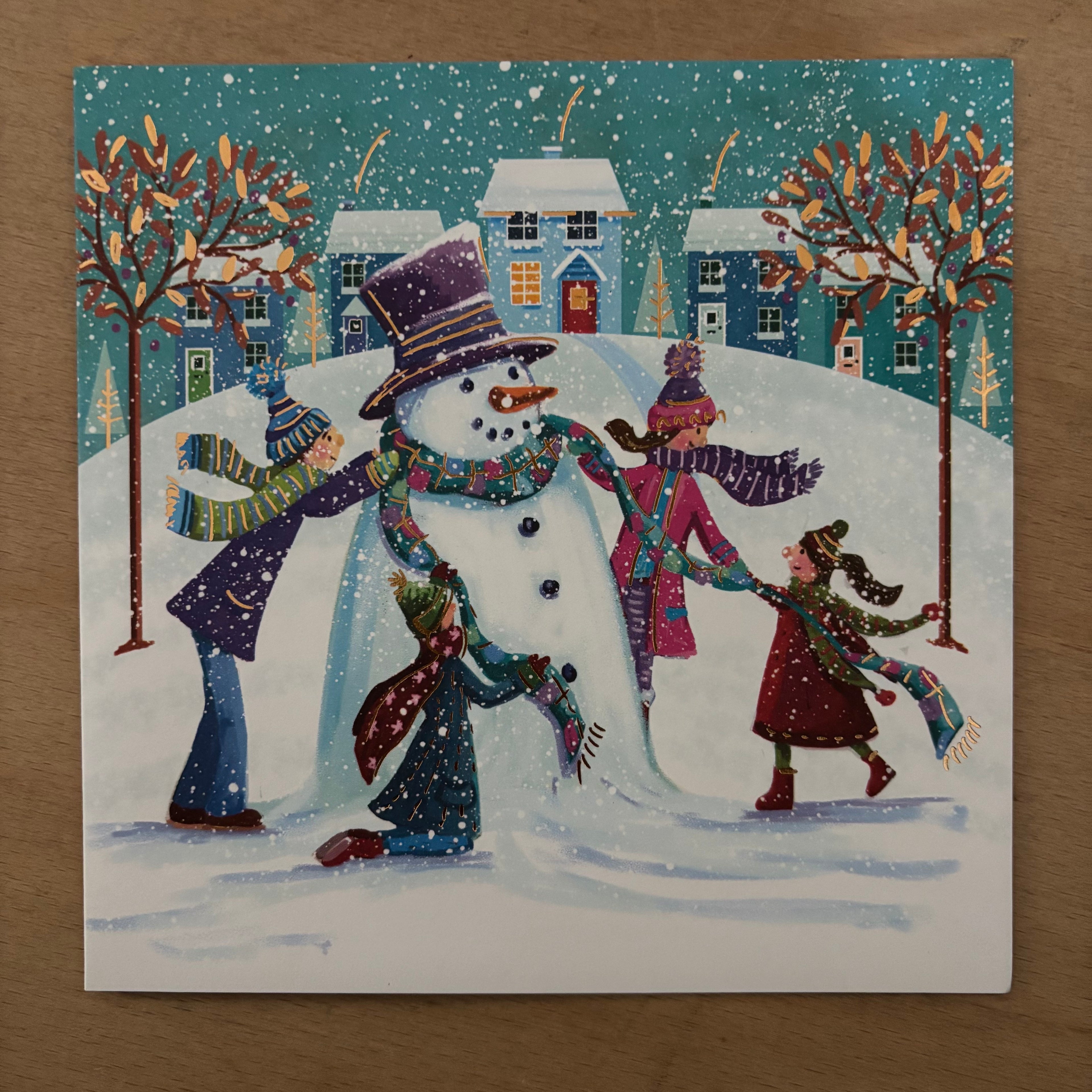 Colourful snowman 10 pack christmas cards