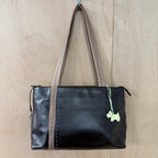 Radley brown leather shoulder bag with floral detail