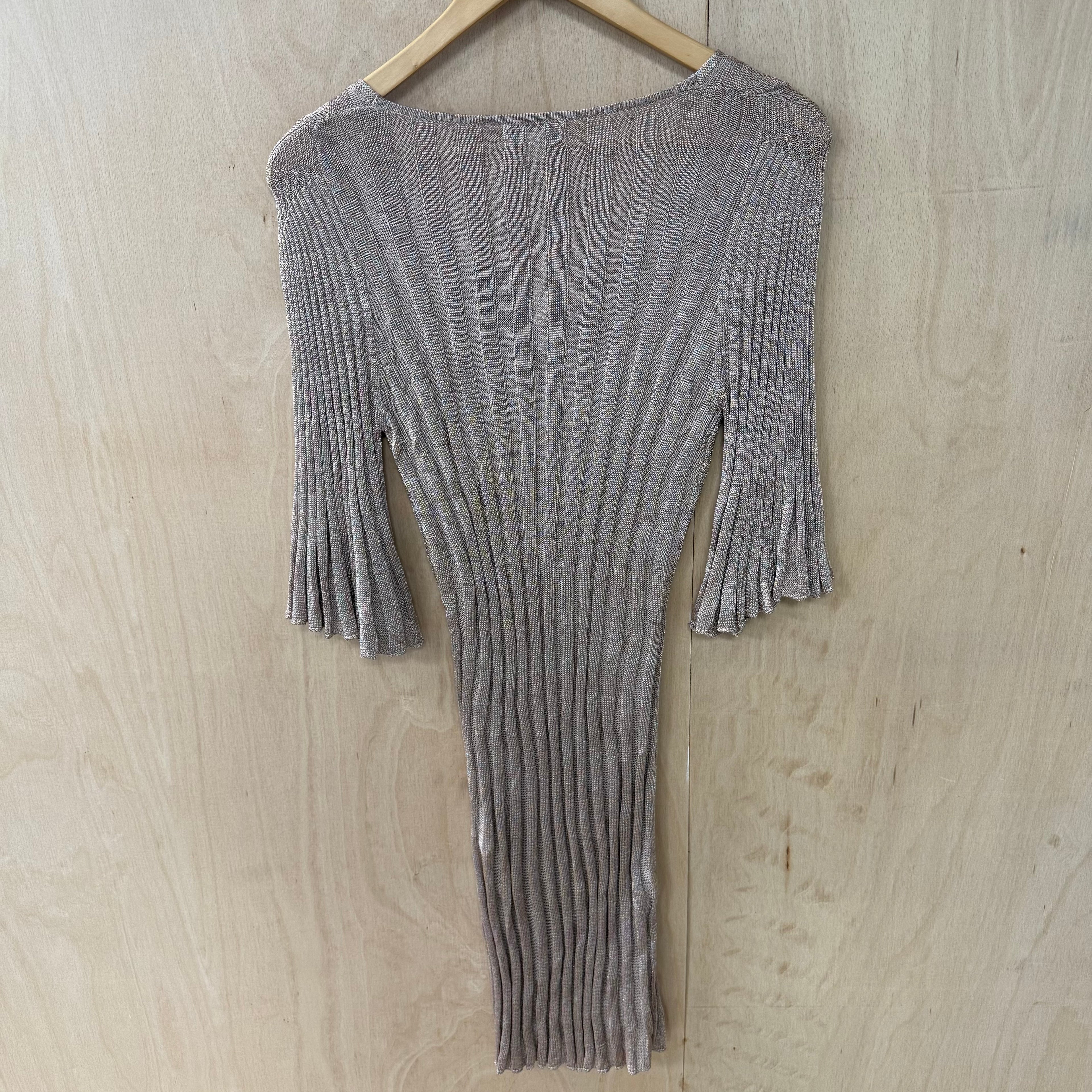 Monsoon pink glitter ribbed knit dress size small