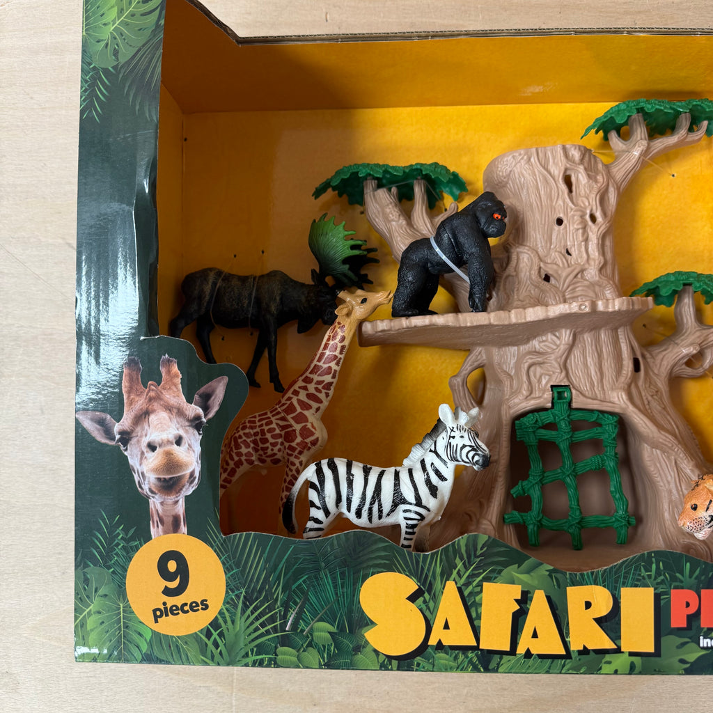 Kids safari play set 9 pieces animals new in box