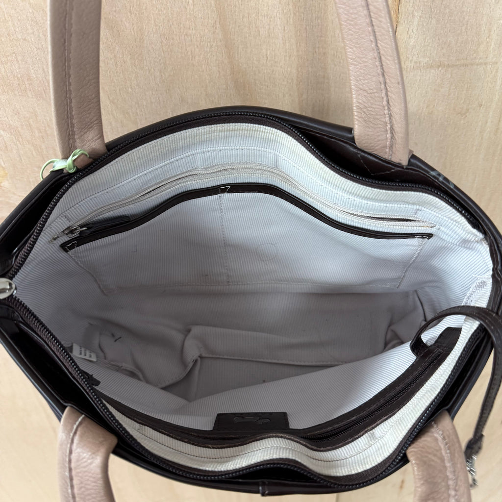 Radley brown leather shoulder bag with floral detail