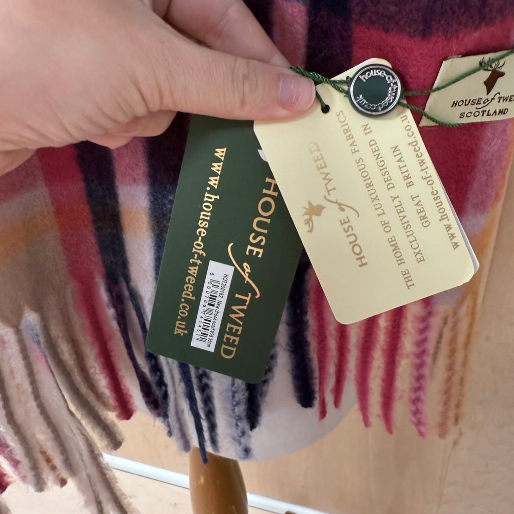 House of tweed pink multicolour soft checked scarf