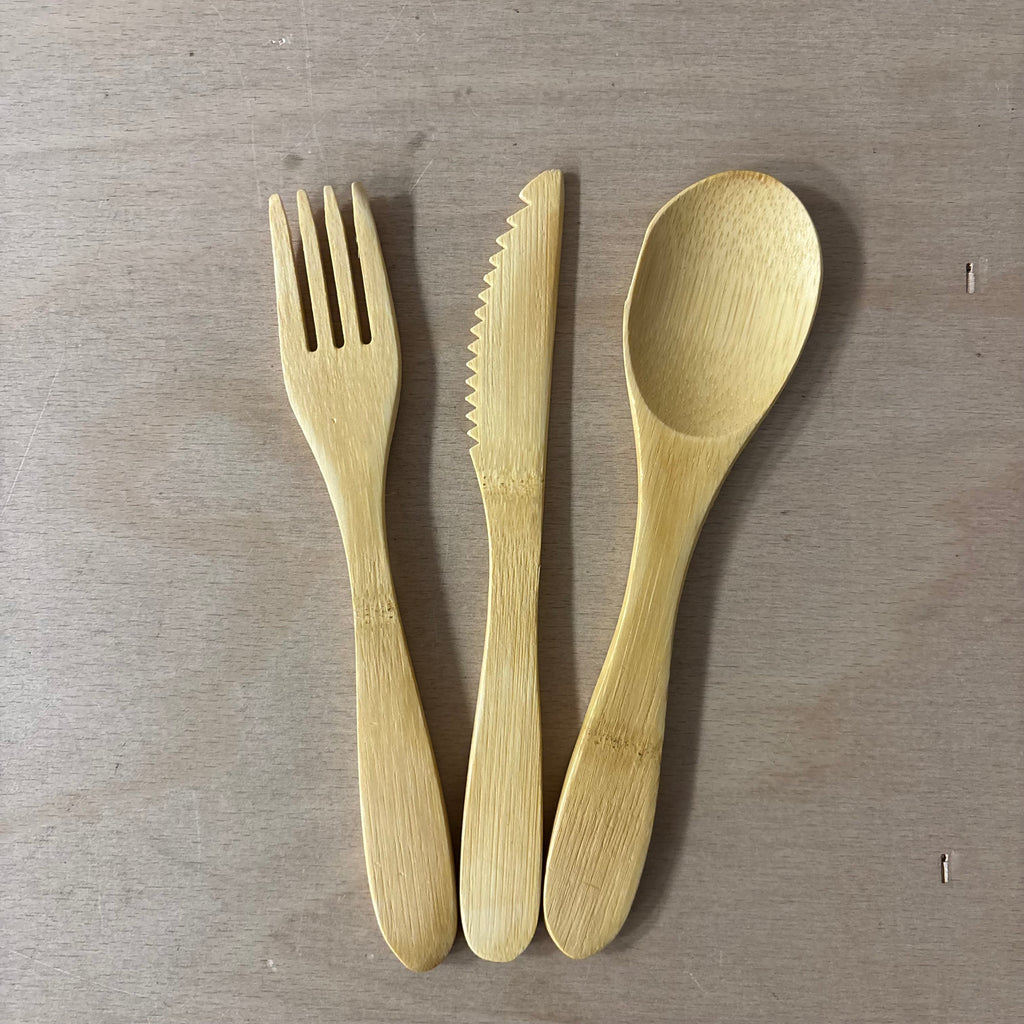 Sass & Belle bamboo cutlery set of 3 knife fork and spoon