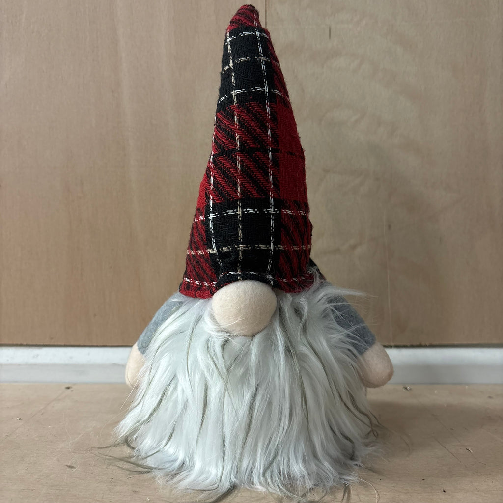 Festive small red & black tartan battery operated gonk