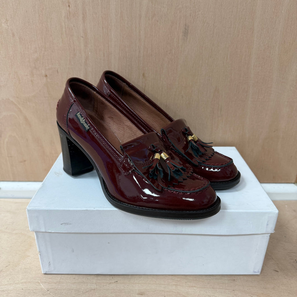 Russell & bromley burgundy patent leather block heels size 4UK