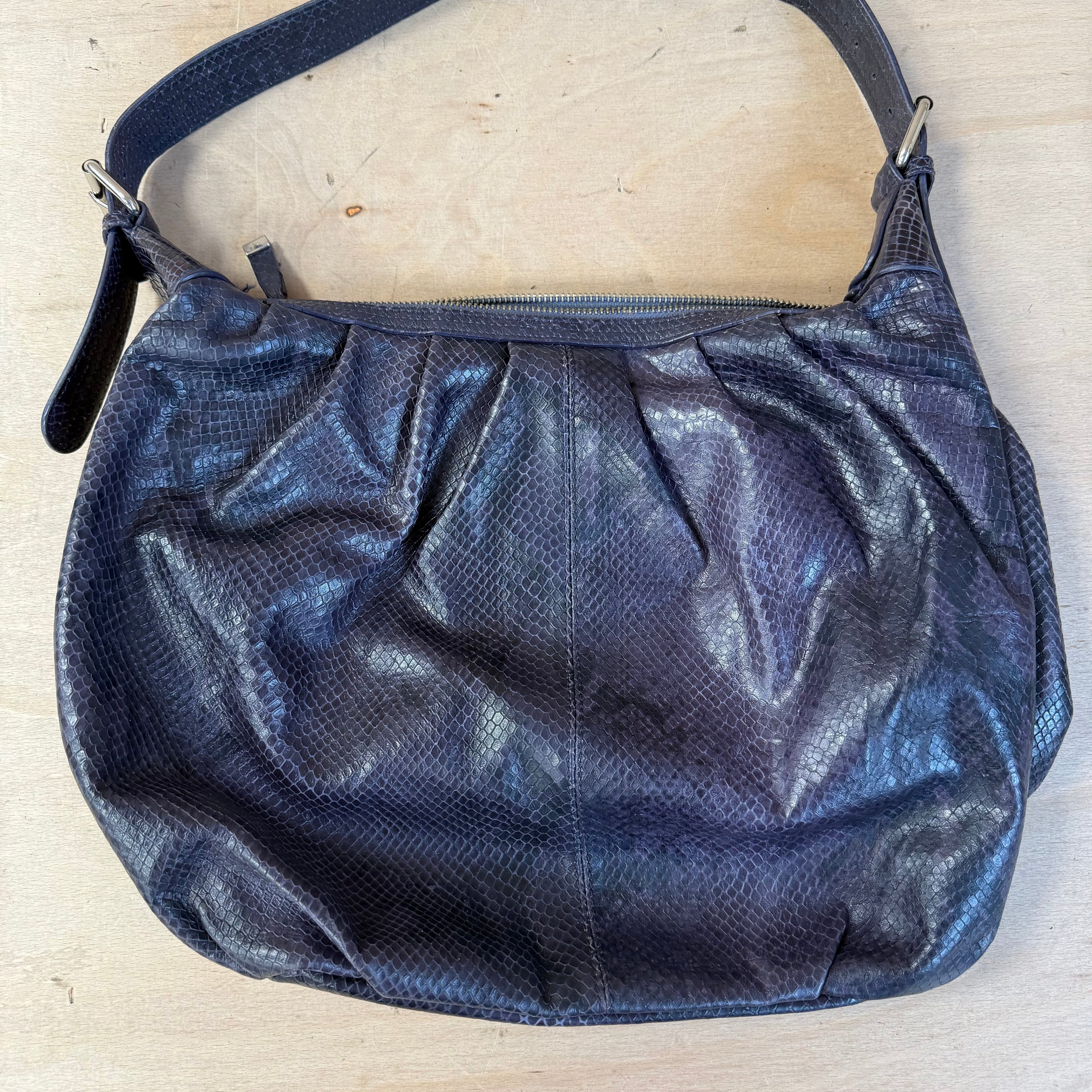 Calvin klein purple shoulder bag textured leather look