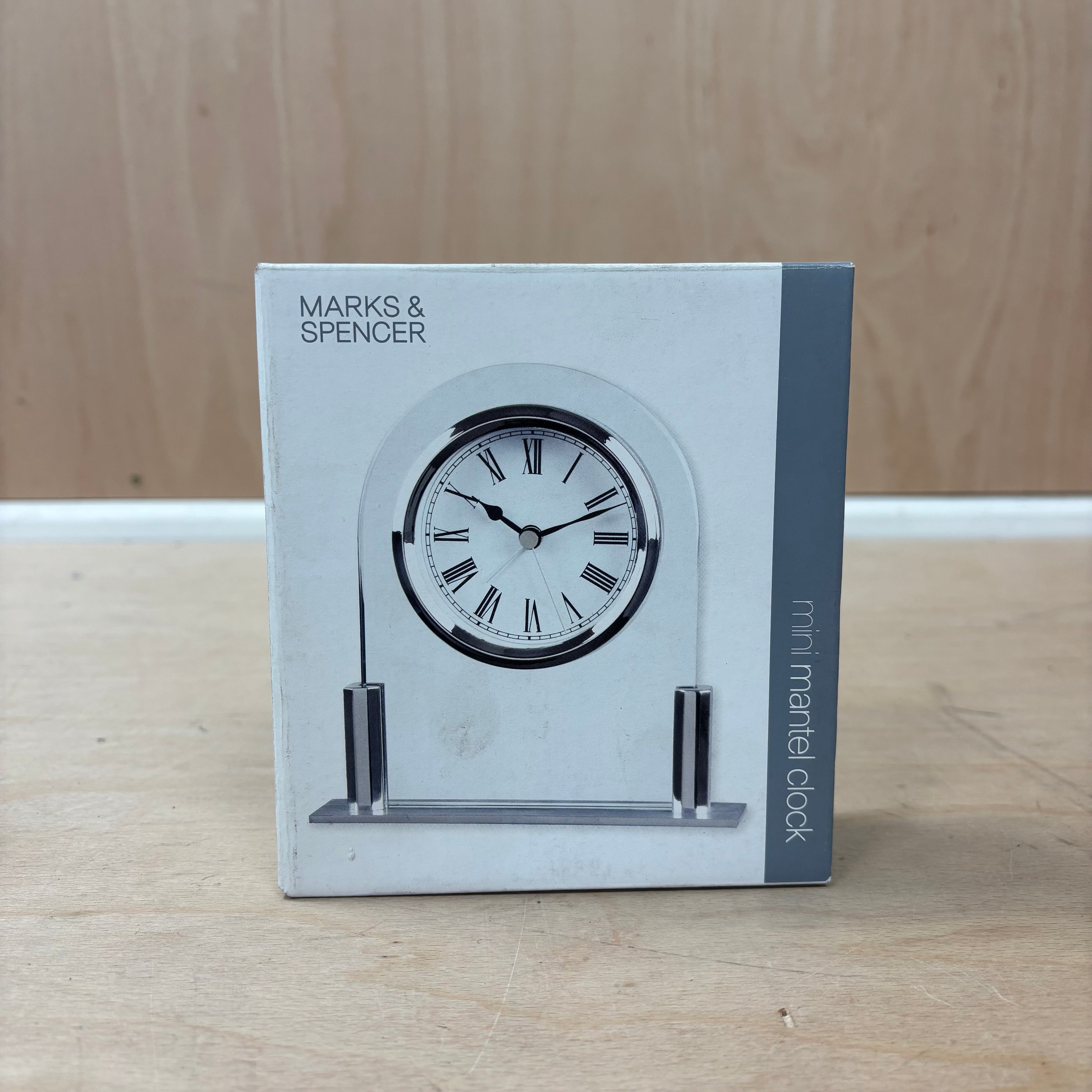 Marks & spencer mini alarm clock – silver & clear acrylic – new in box