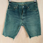 Levi 501 green jorts jean shorts distressed W 34