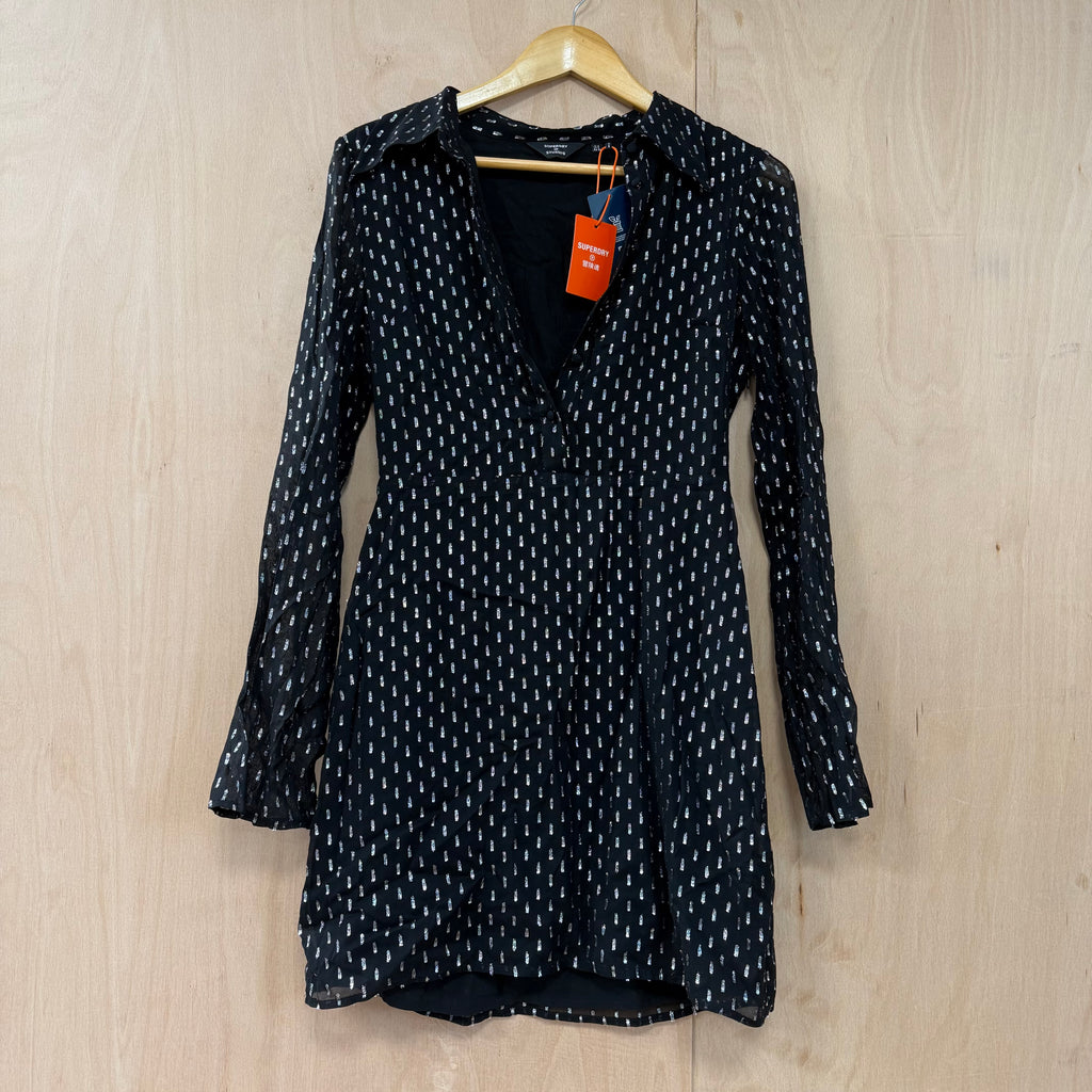 Superdry ladies' silver glitter black dress size XS