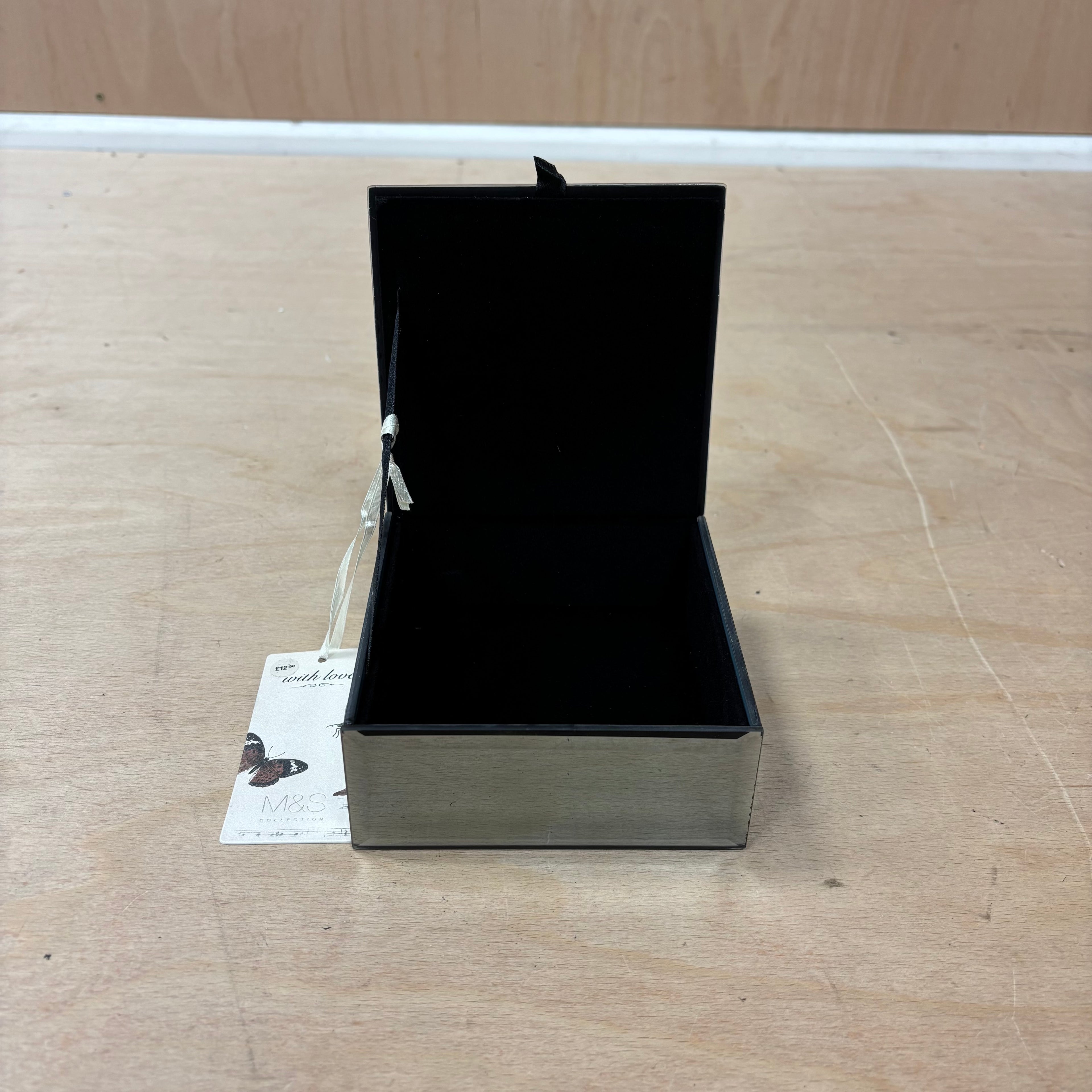 Marks & spencer with love mirror design with butterfly print lid jewellery box new