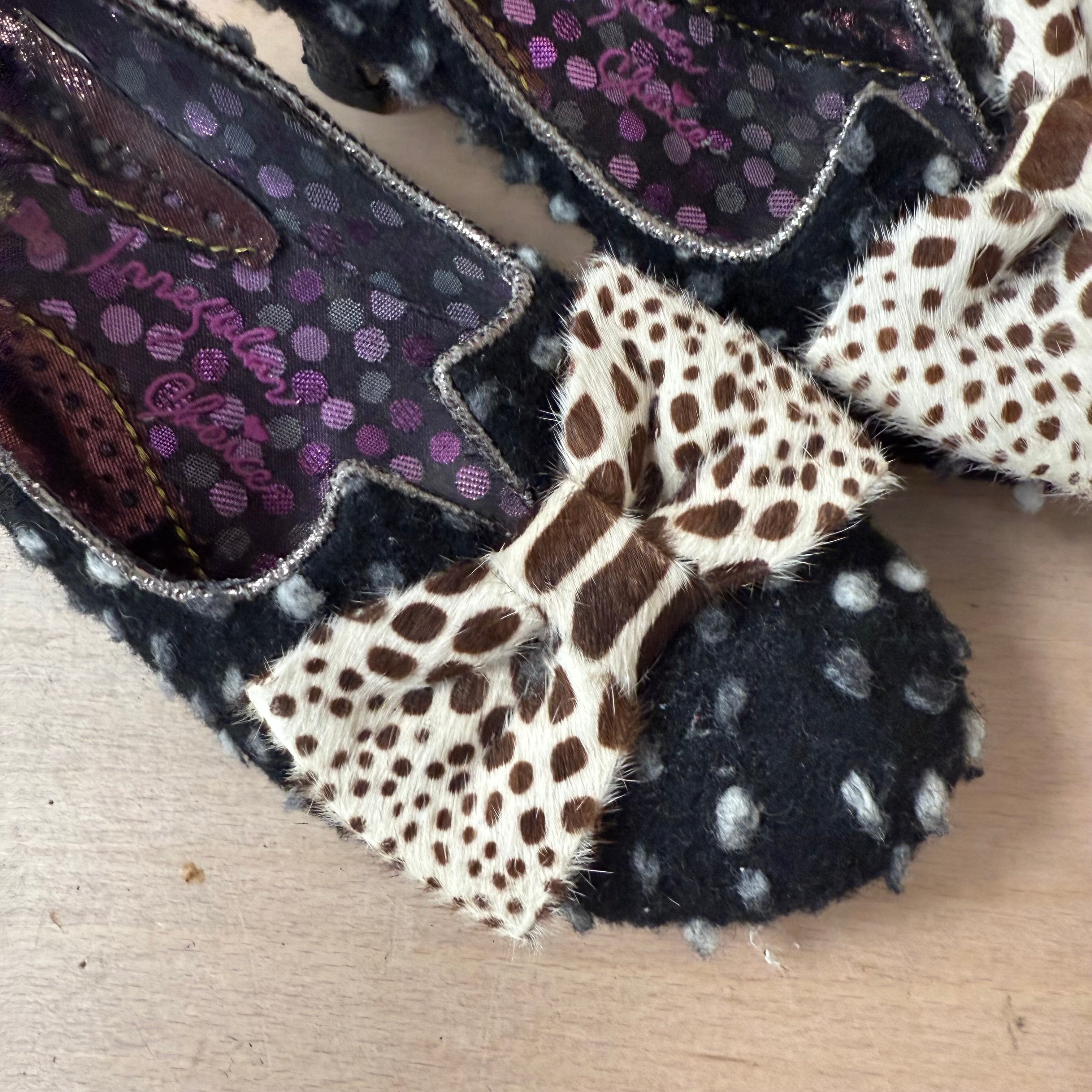 Irregular choice mutiny shoes polka dot and animal print bow size 6