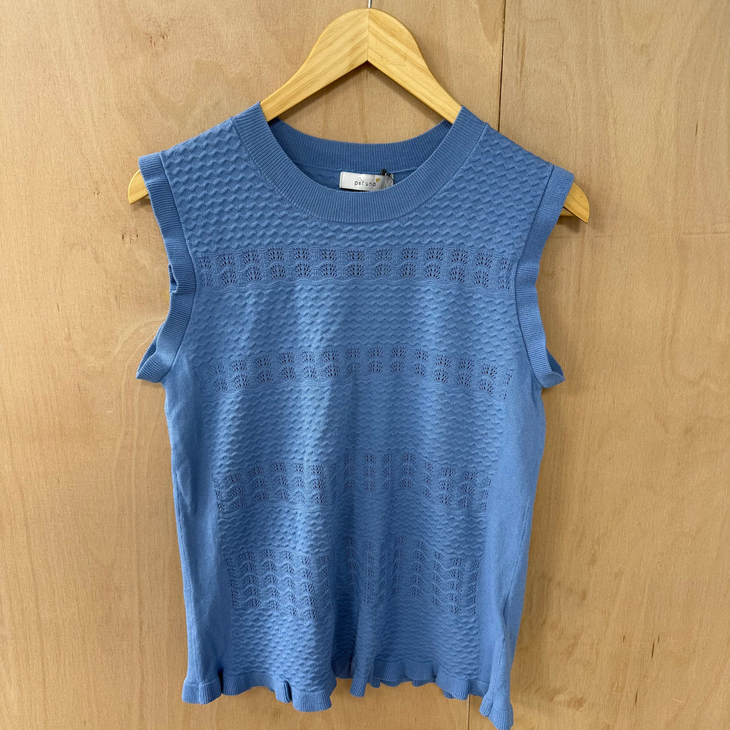 Per una blue knitted top vest size 12 brand new