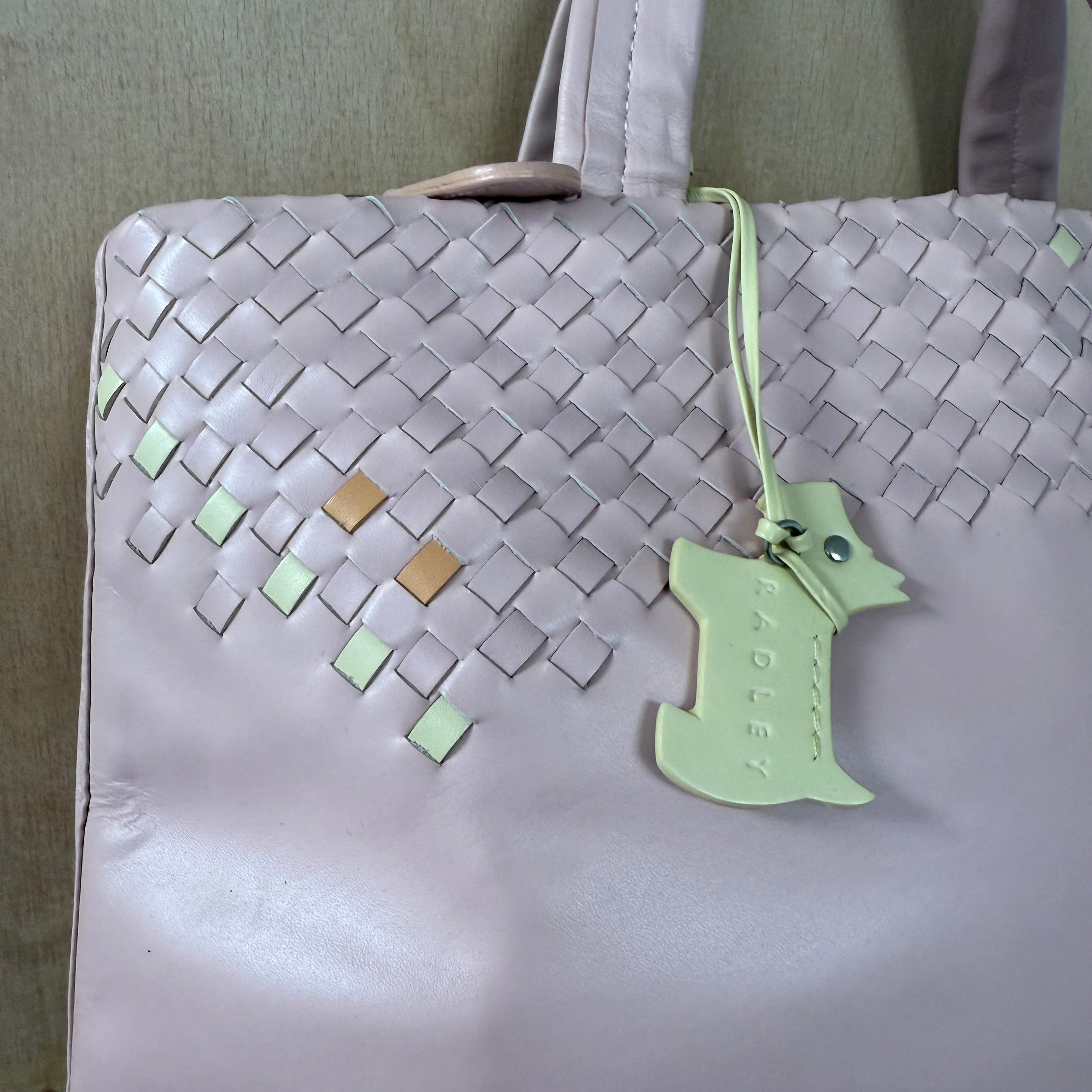 Radley vintage rare pink leather lattice design handbag