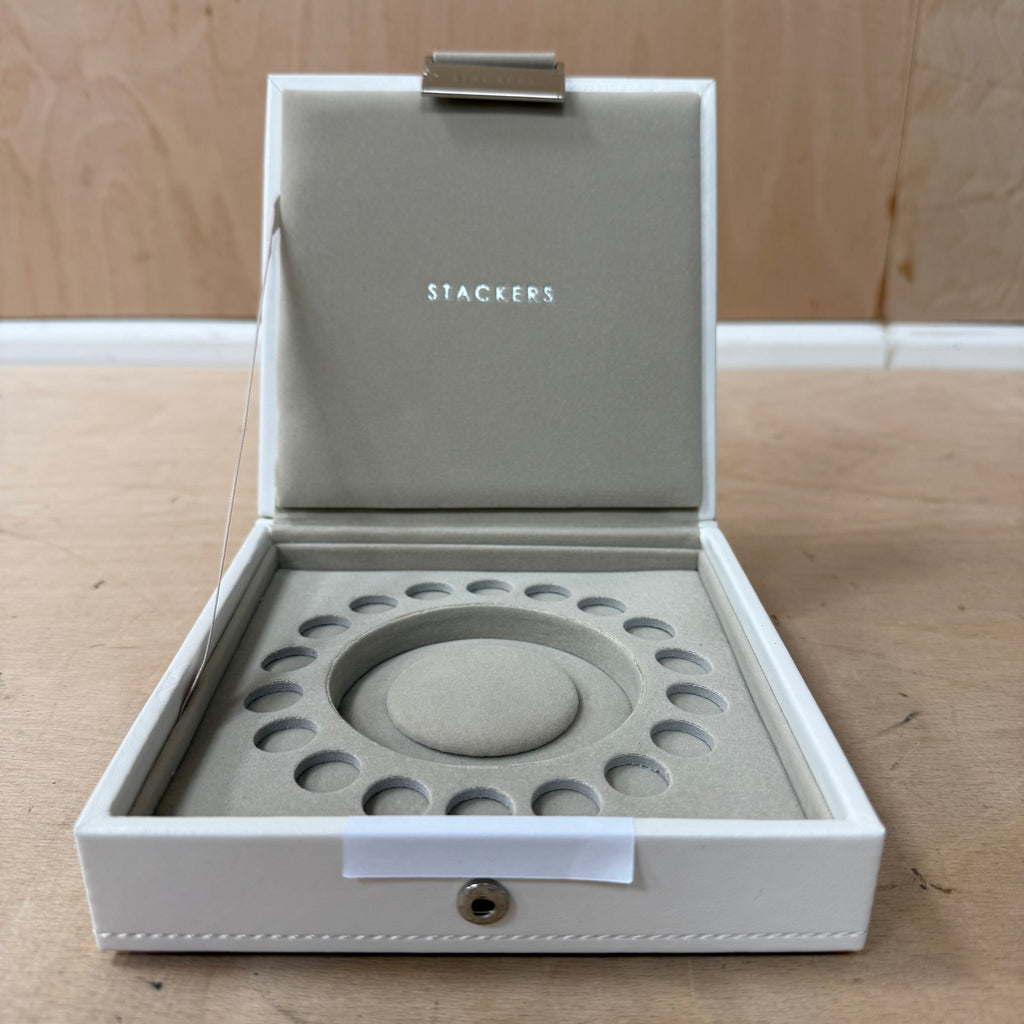 Stackers white leather charm bracelet travel jewellery organiser Xmas gift