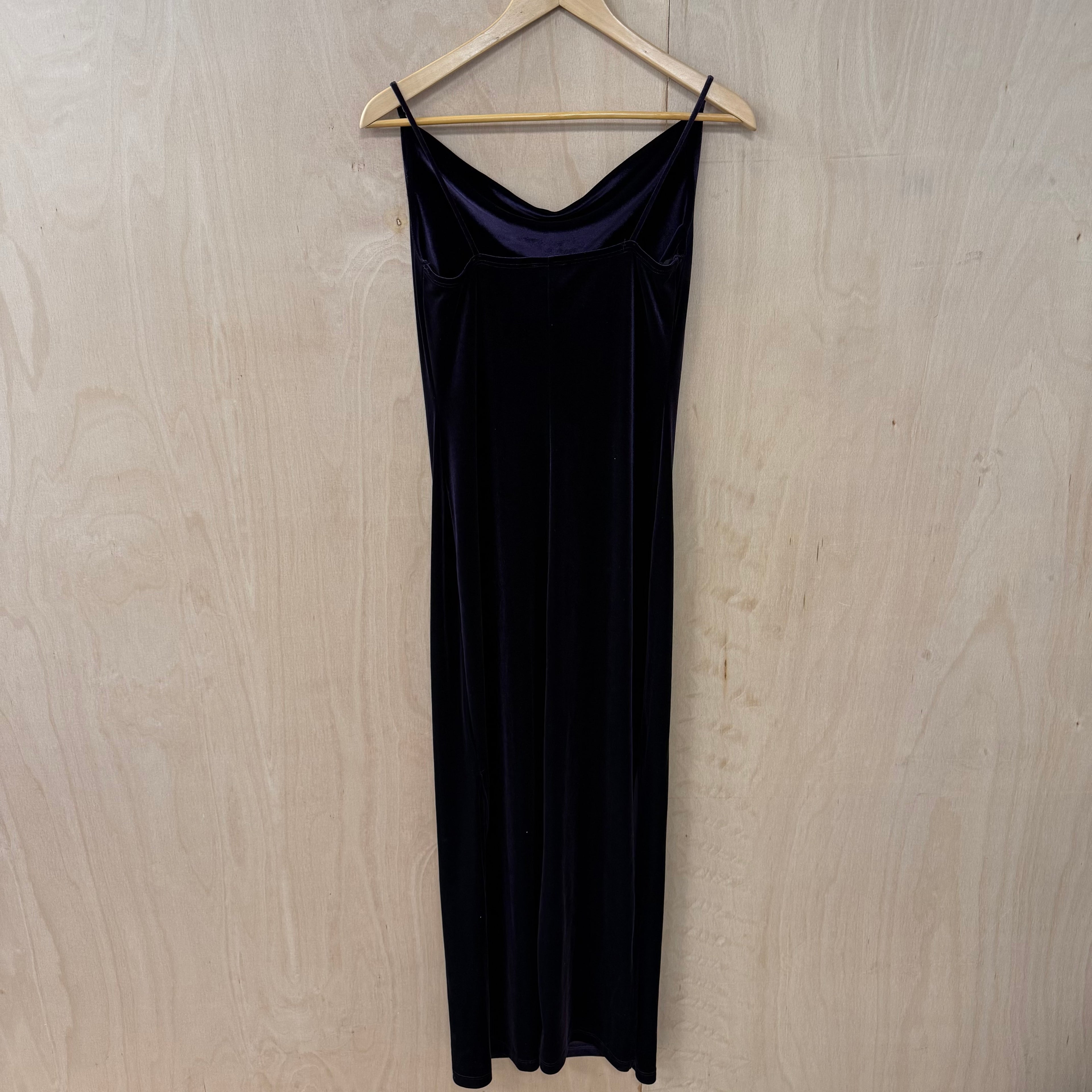 Pia vintage deep purple velvet bodycon dress with gold detailing size small