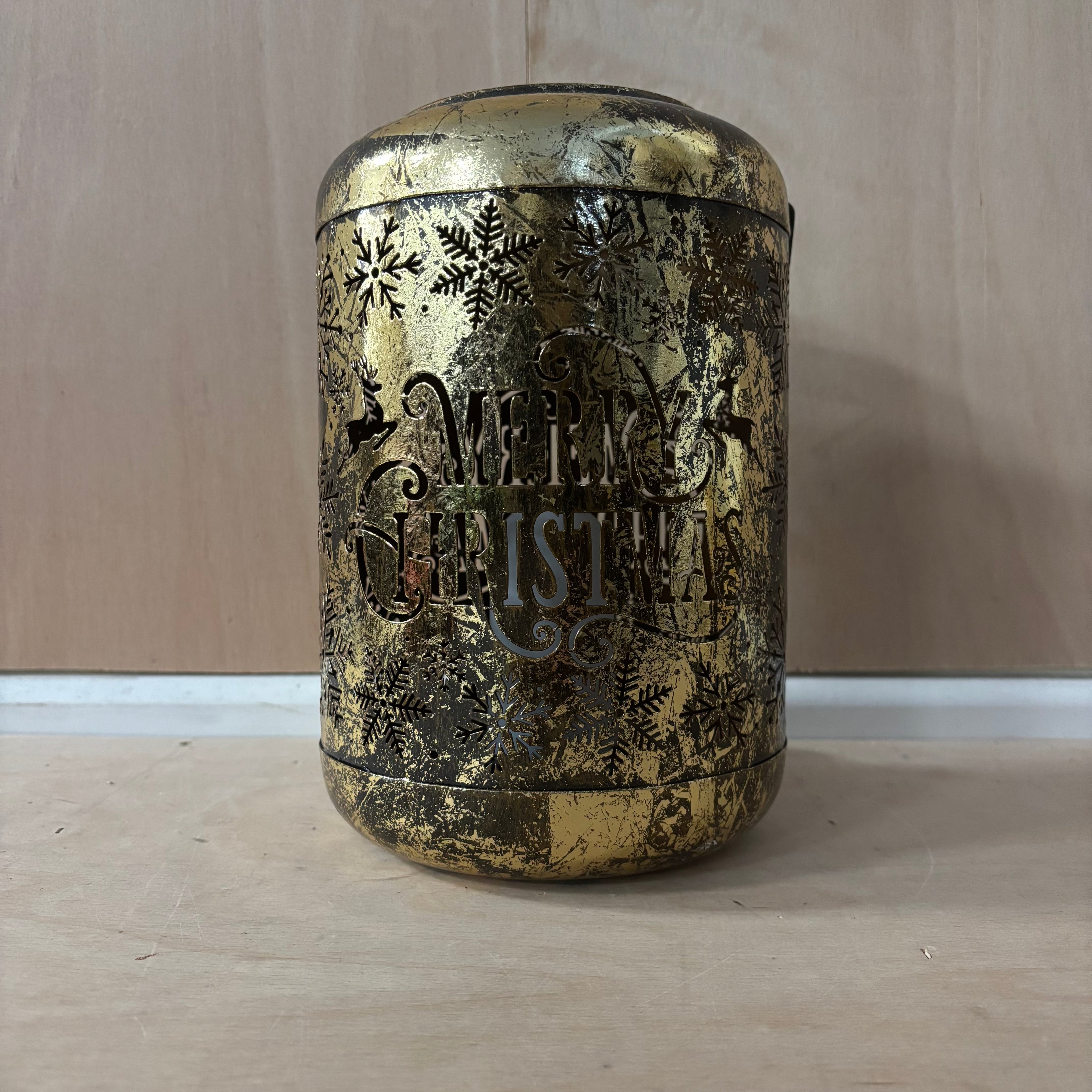 Festive merry christmas gold lantern