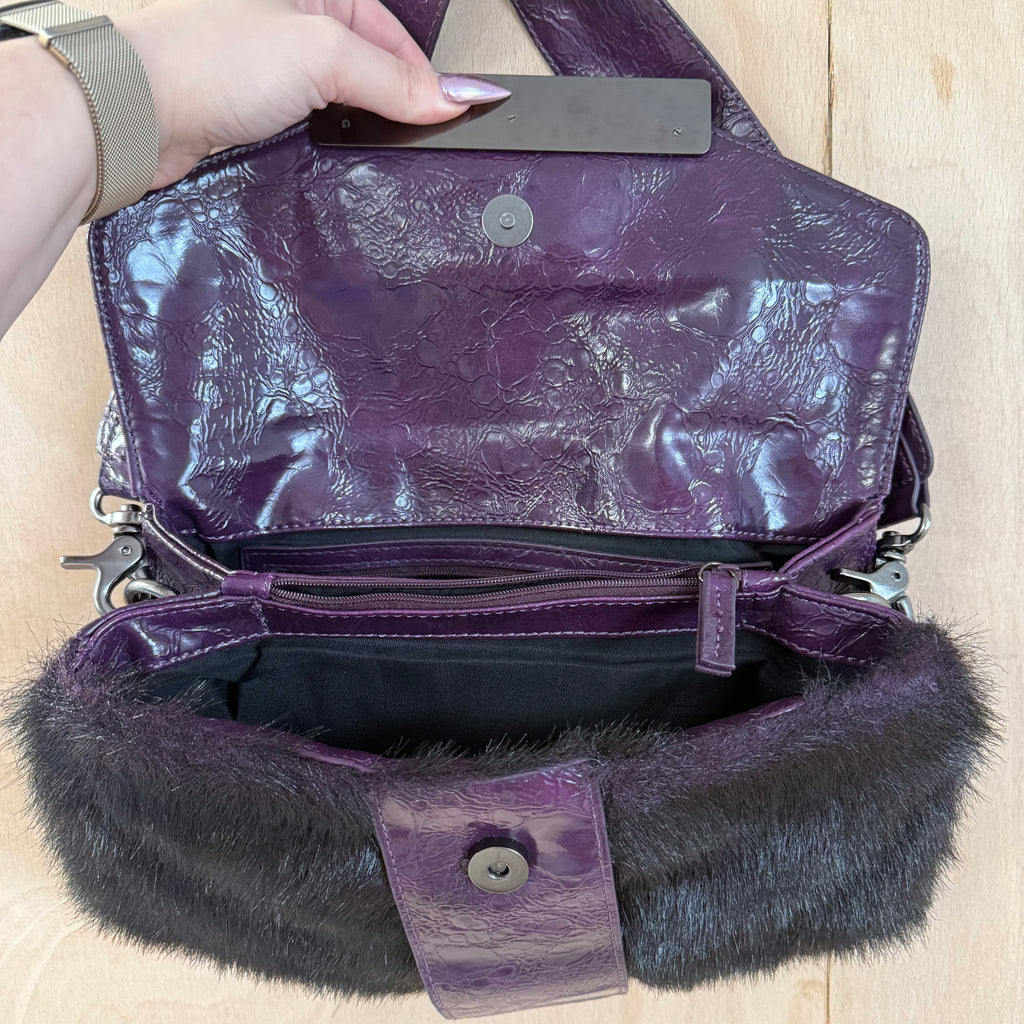 Fiorelli purple mohair textured shoulder bag
