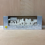 Festive lit wooden santa train