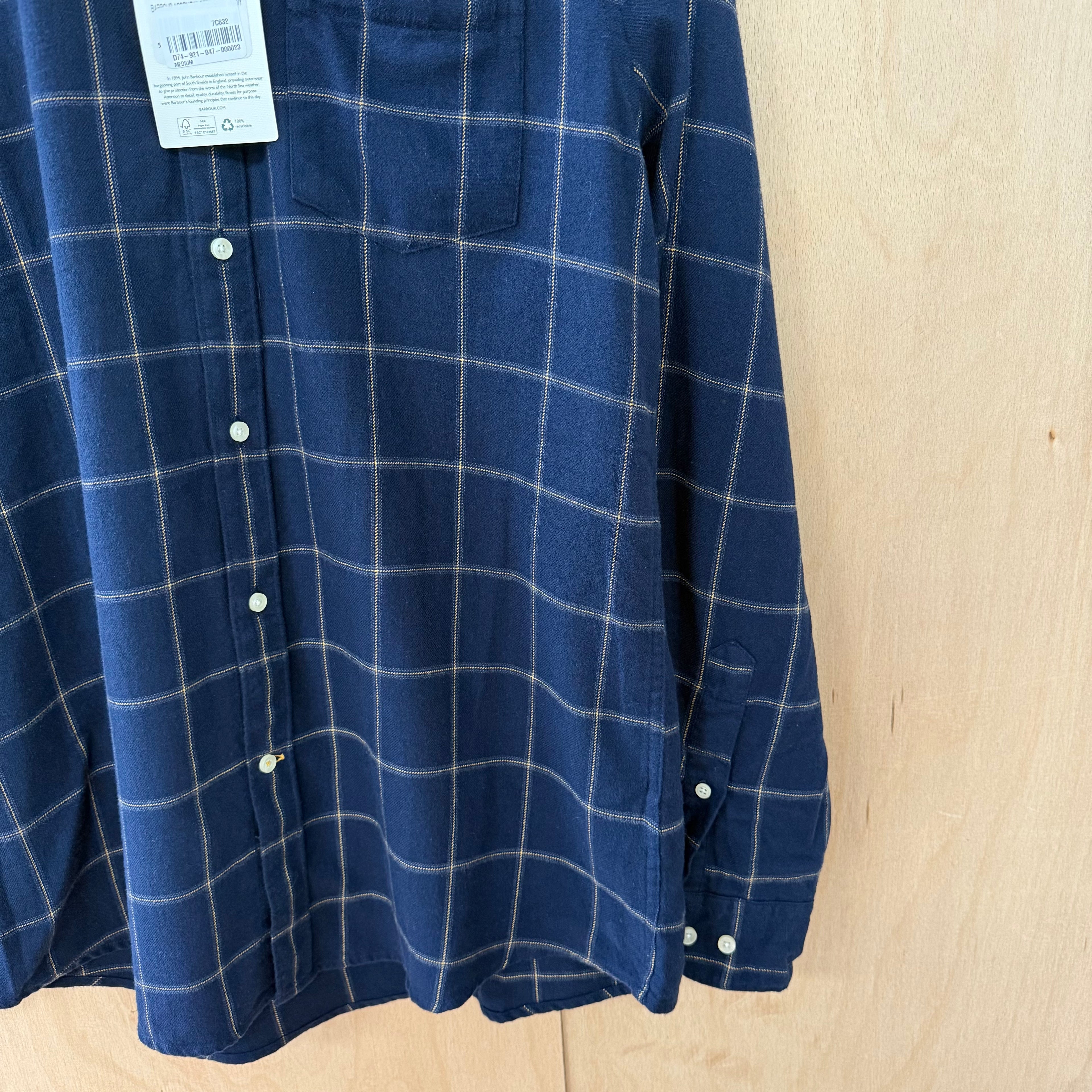 Barbour long sleeve checked shirt tailored fit size medium