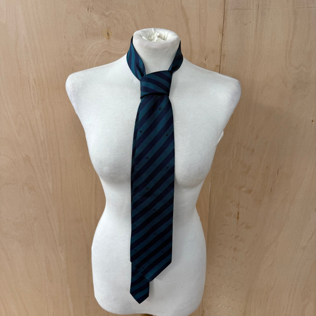 Christian dior monsieur men's silk tie blue & black diagonal stripes
