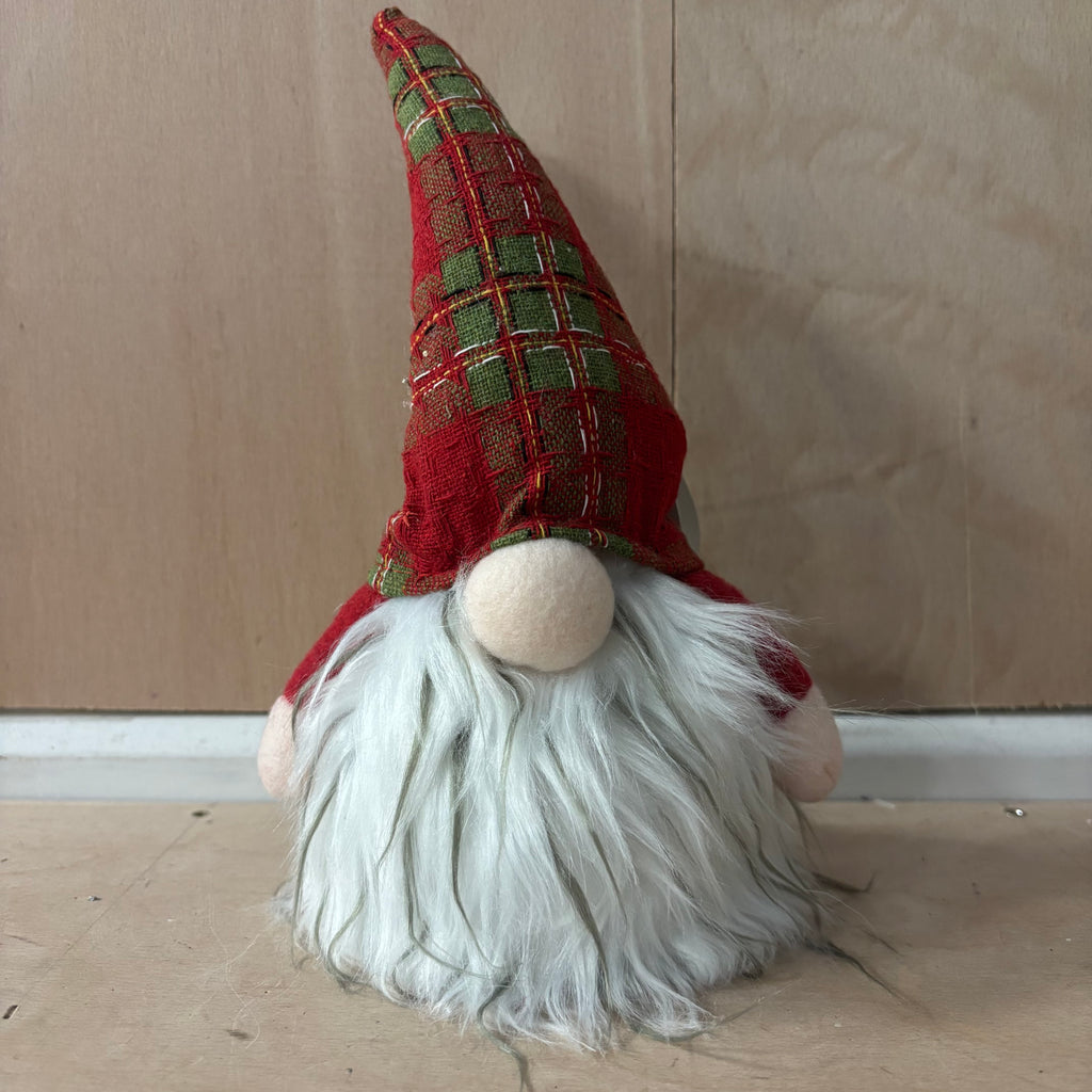 Festive small red & green tartan battery operated gonk