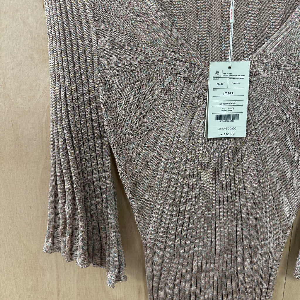 Monsoon pink glitter ribbed knit dress size small