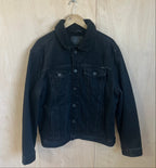 Men's C&A black denim shearling jacket size XL