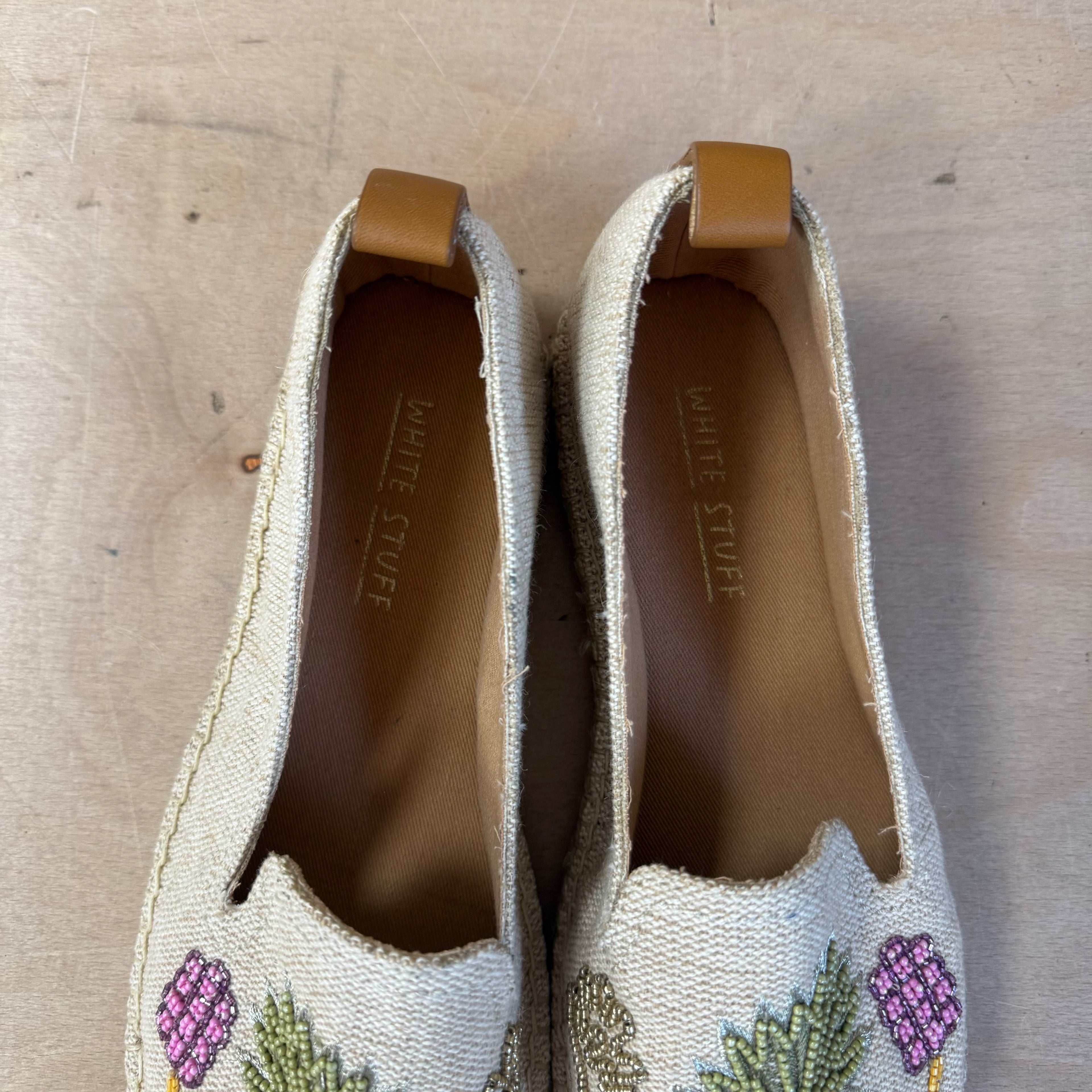 White stuff embroidered espadrille shoes size 6UK