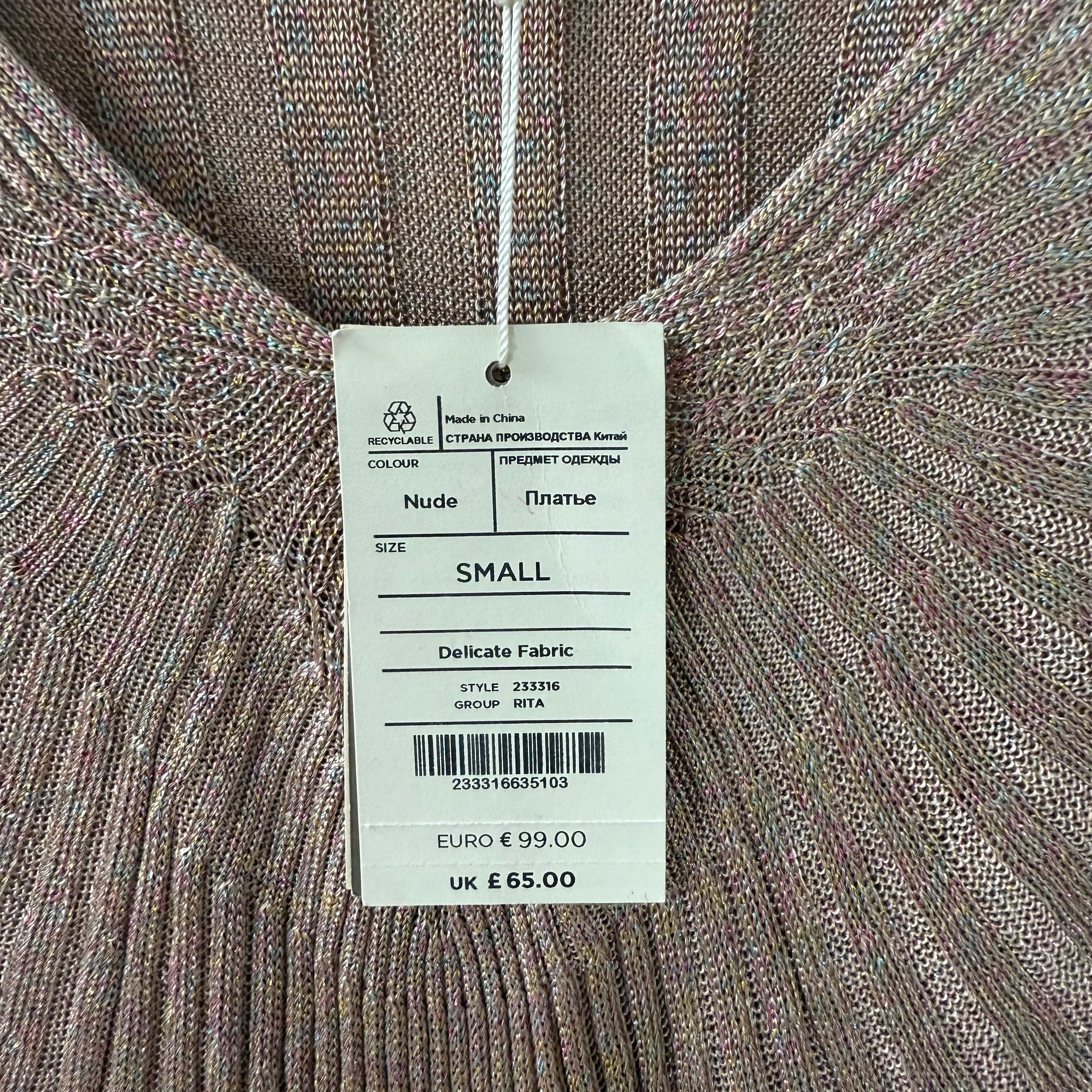 Monsoon pink glitter ribbed knit dress size small