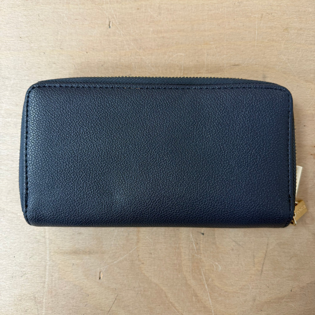 US polo assn navy leather zipped clutch purse