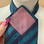 Christian dior monsieur men's silk tie blue & black diagonal stripes