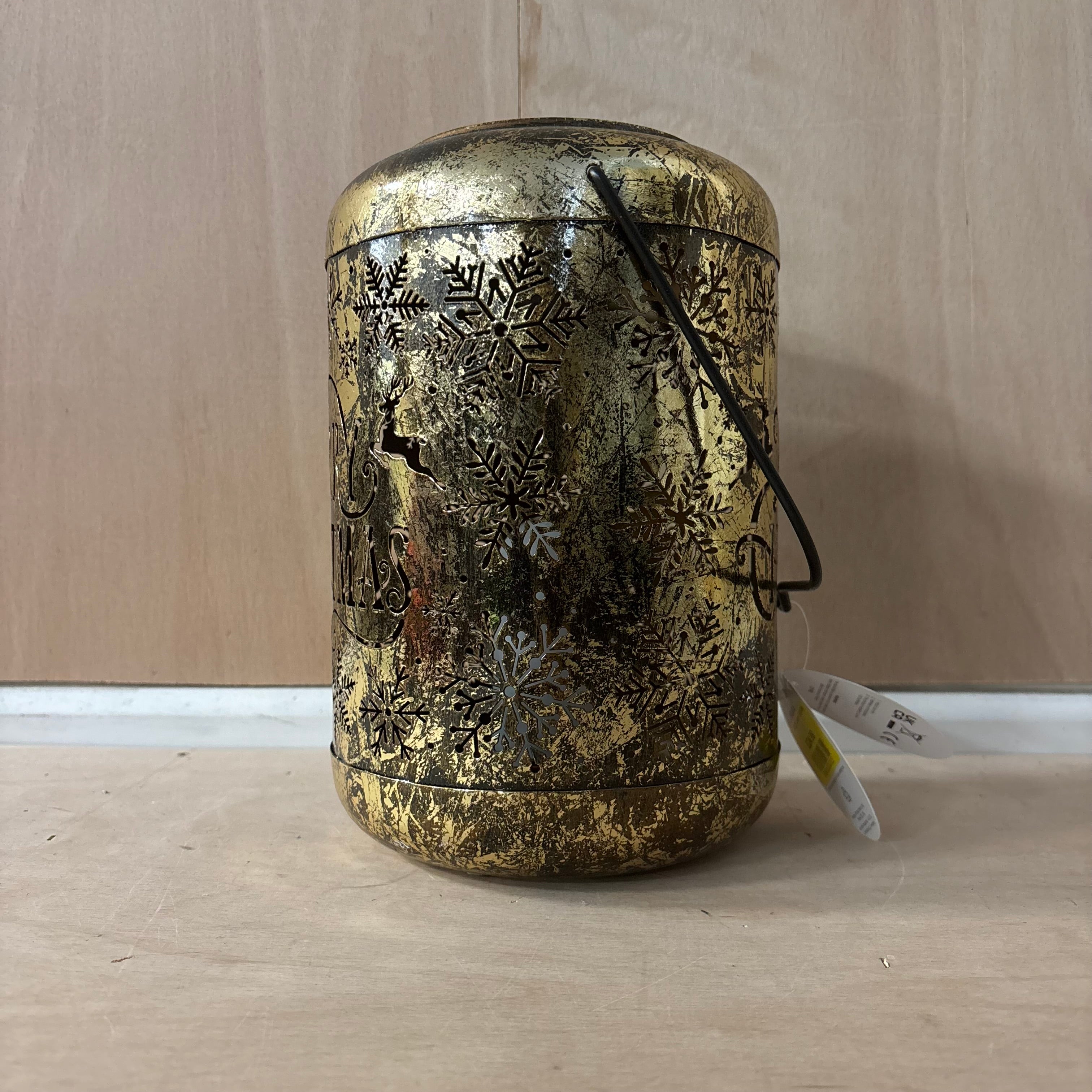 Festive merry christmas gold lantern