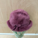 Kangol vintage fluffy berry coloured hat with bow