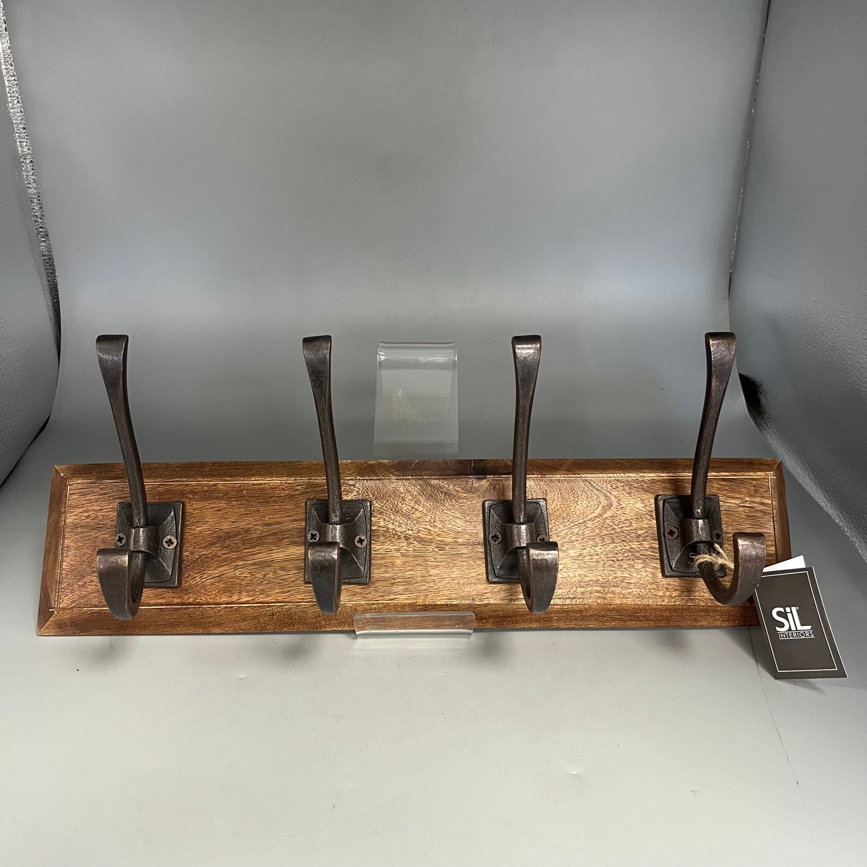 Hooks with wooden base