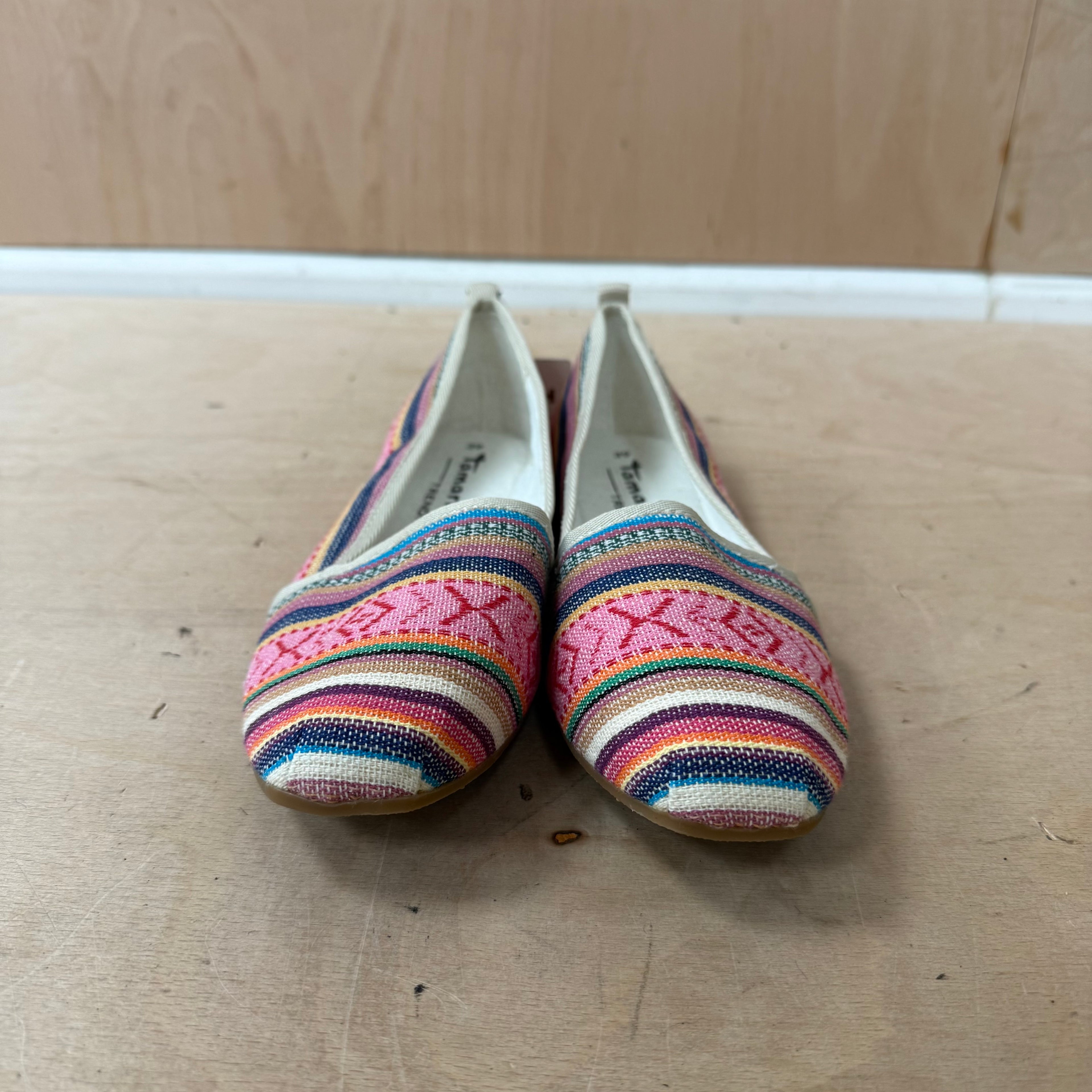 Tamaris trend slip on shoes bright colourful flats size 6