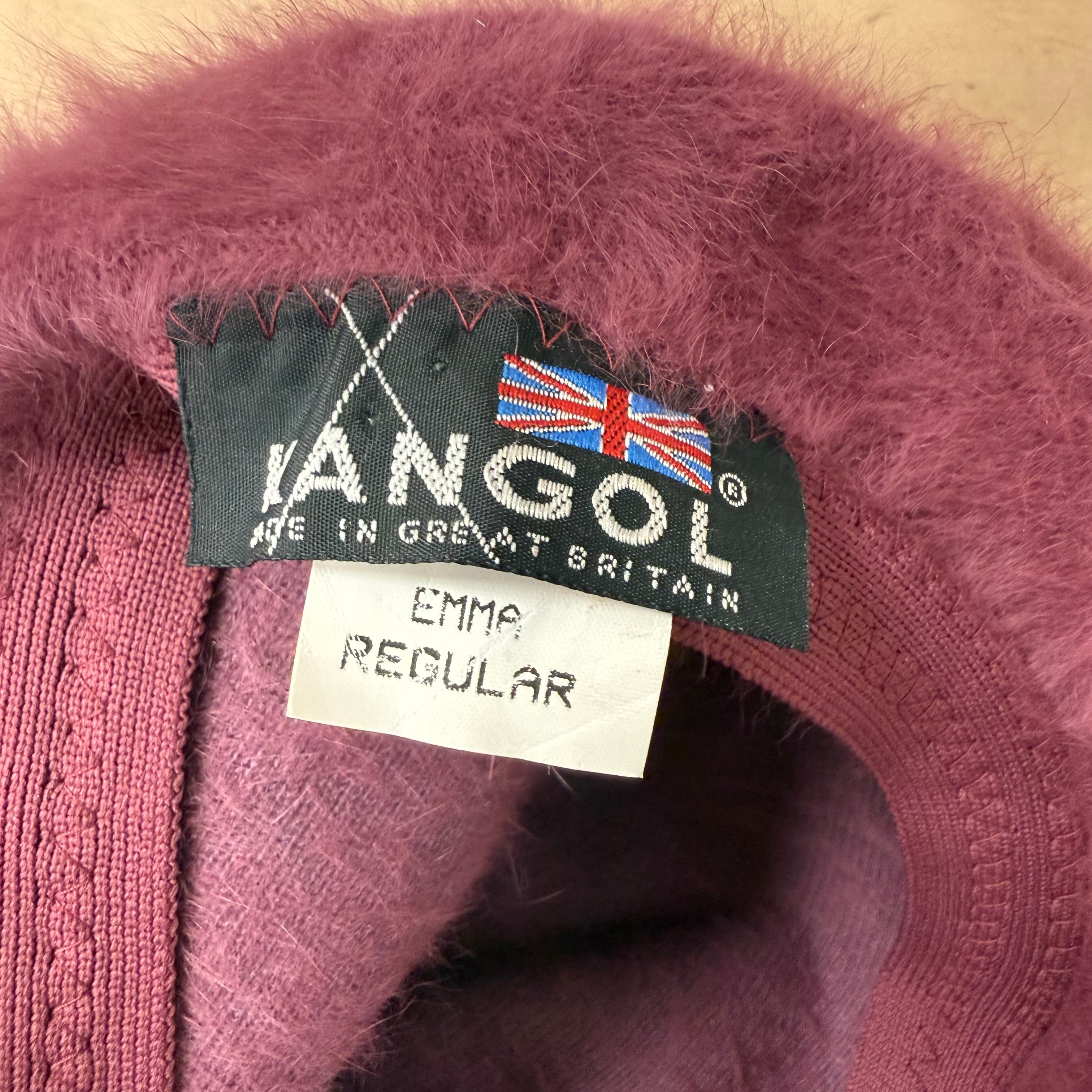 Kangol vintage fluffy berry coloured hat with bow