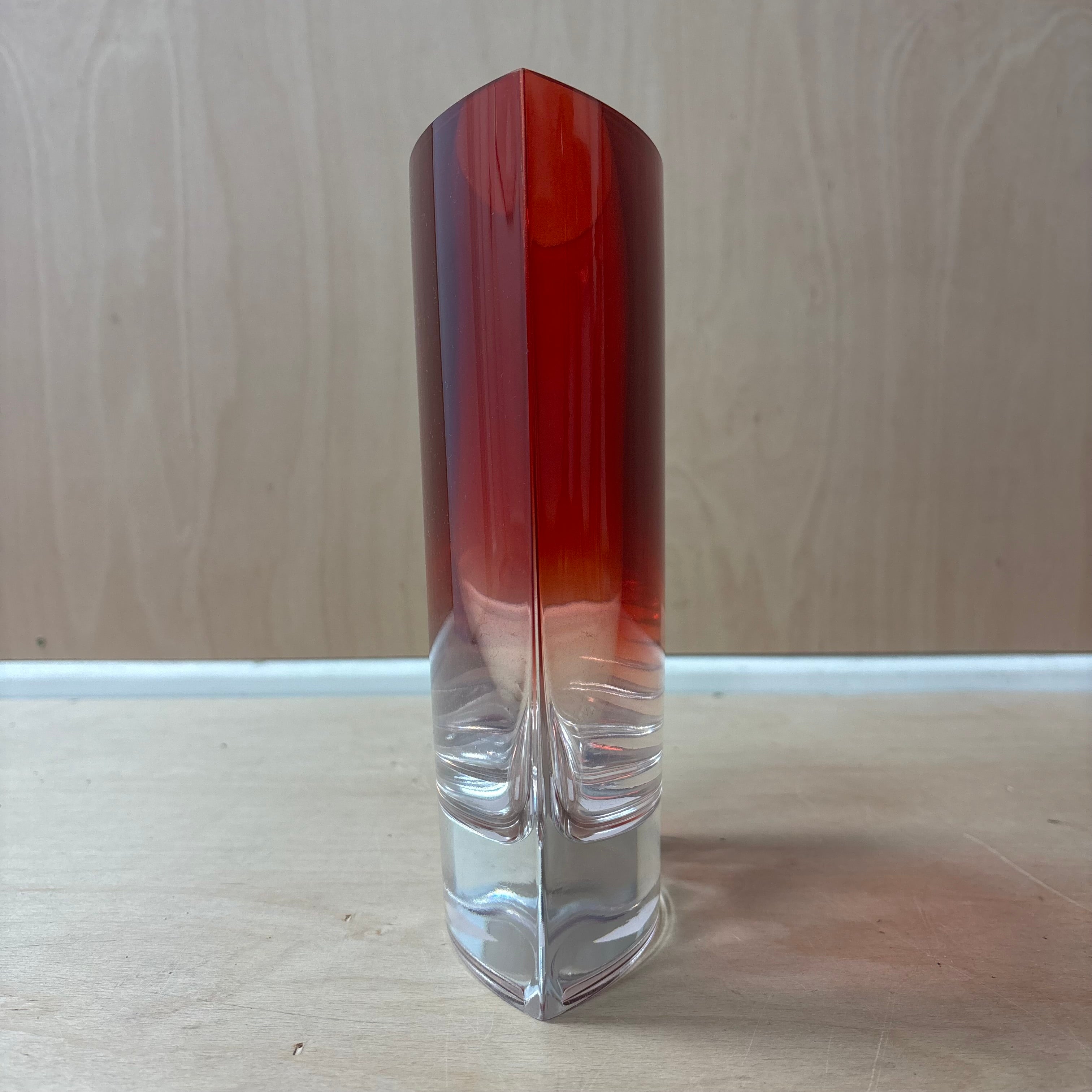 Large oval coloured glass vase