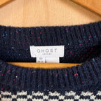 Ghost london knitted jumper blue & white size XS