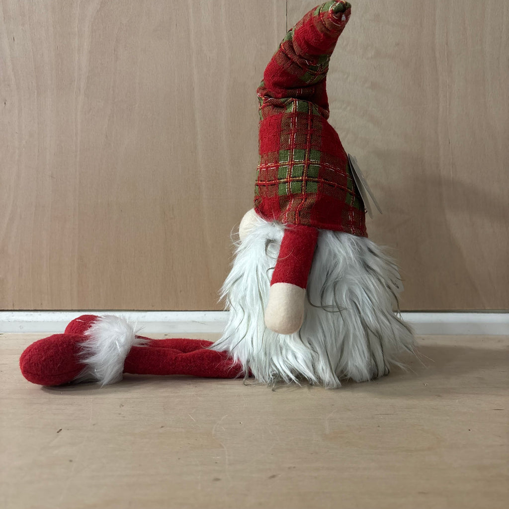 Festive dangly legs red & green tartan battery operated gonk