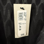 River island black satin leopard print dress with feather arm cuffs size 18
