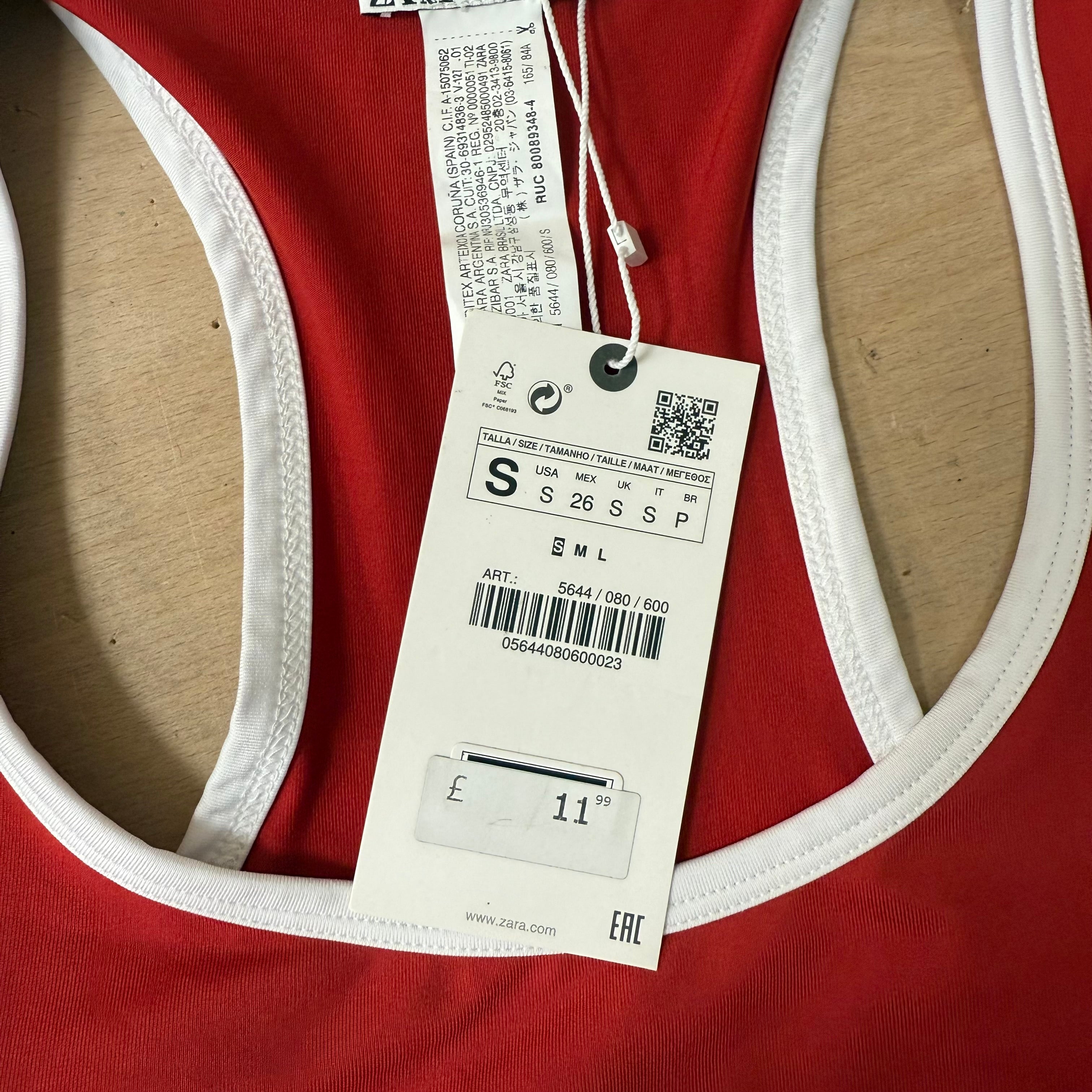 Zara sports top bundle x 2 size small red and black